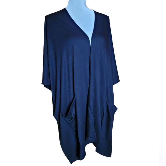 Susan Graver Weekend Cardigan Cover Up Black Sz L - Picture 1 of 7